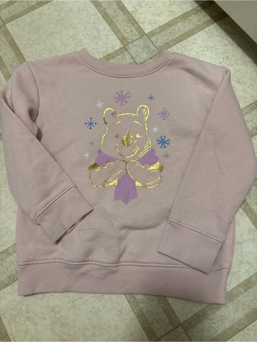Disney Pink Winnie the Pooh Gold-Print Sweatshirt with Purple Scarf
